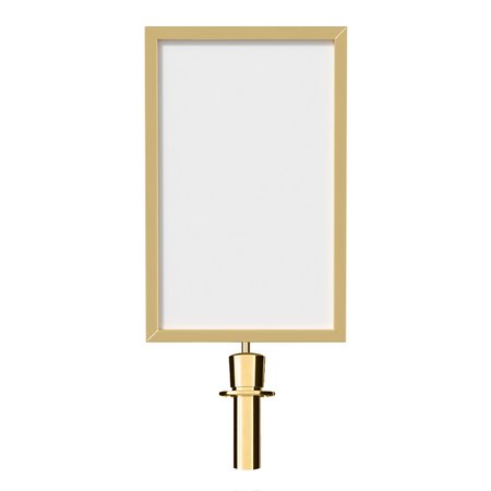 MONTOUR LINE Post and Rope Stanchion Sign Frame 14 x 22 in. V Polished Brass Steel HDSF-1422-V-PB-PR